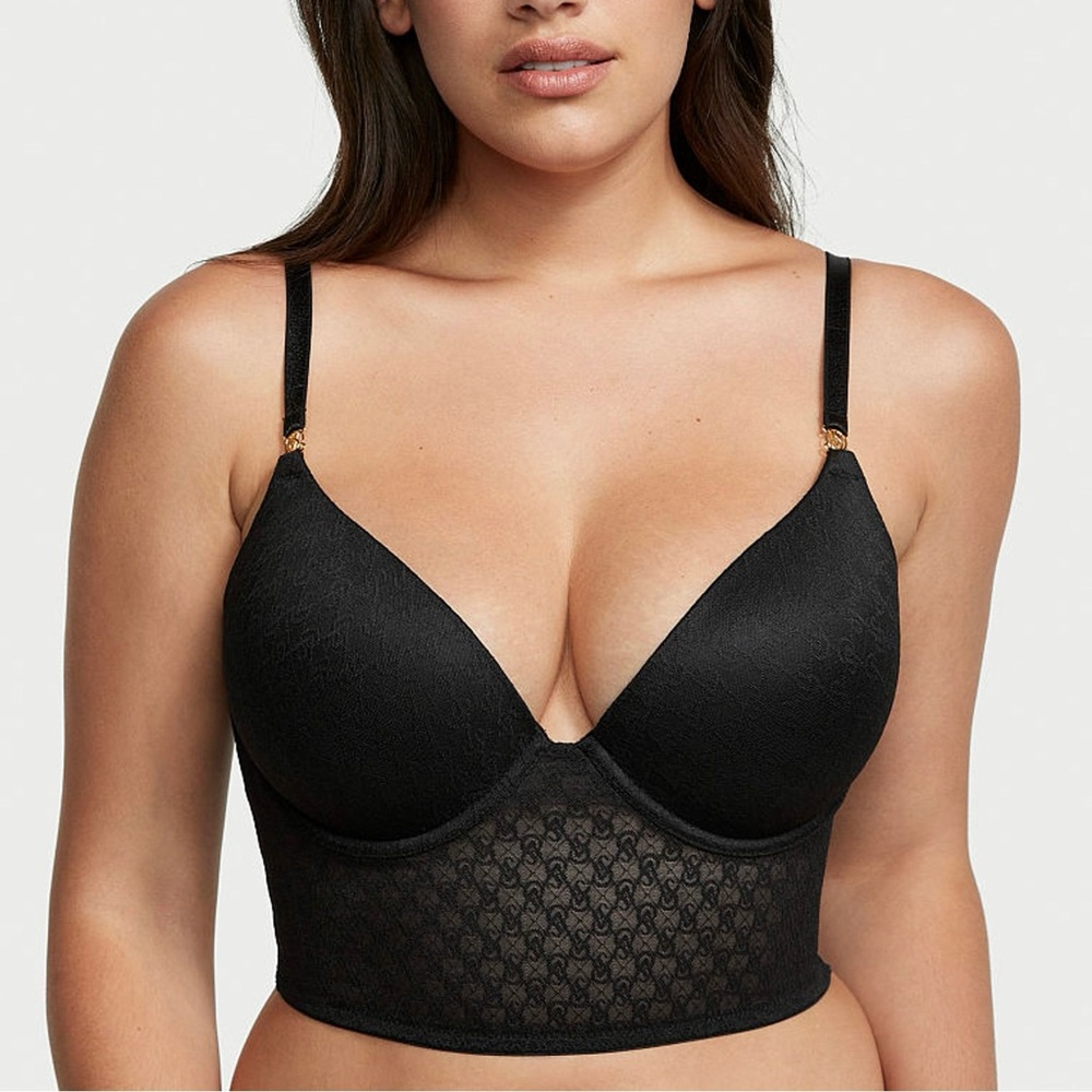 ✨3/$20 VS Black Lace Icon Logo Push Up Bra Top